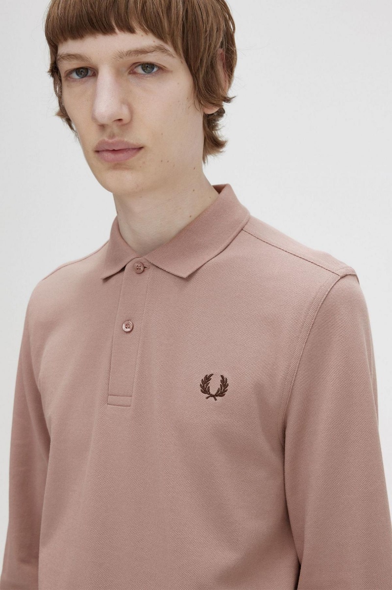 Dark Pink / Burnt Tobacco Fred Perry M6006 Men's Polo Shirts | ASGDF44476