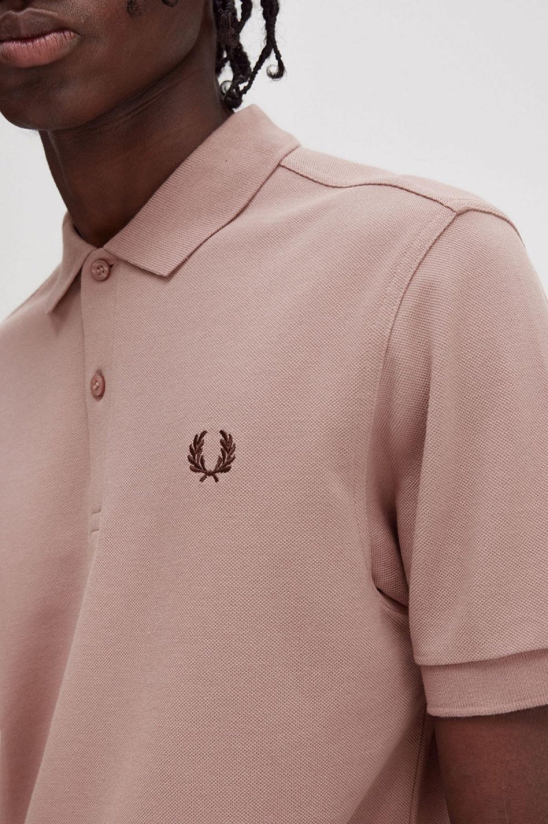 Dark Pink / Burnt Tobacco Fred Perry M6000 Men's Polo Shirts | SGCIF44441