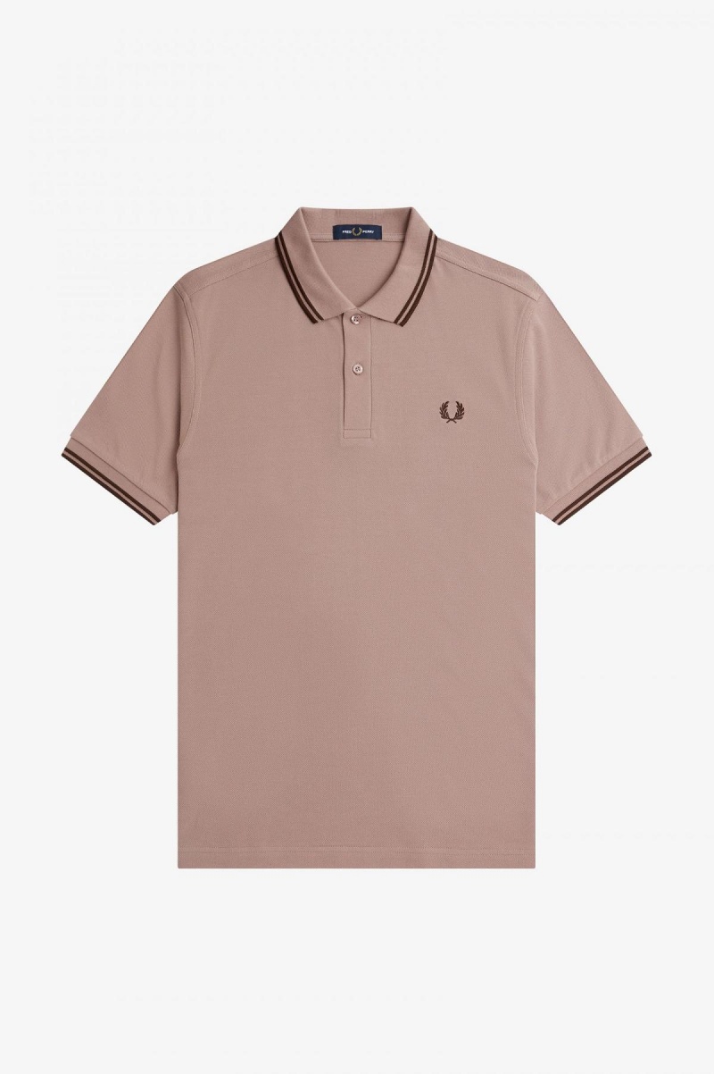 Dark Pink / Burnt Tobacco / Burnt Tobacco Fred Perry M3600 Men's Fred Perry Shirt | ESGHC95634