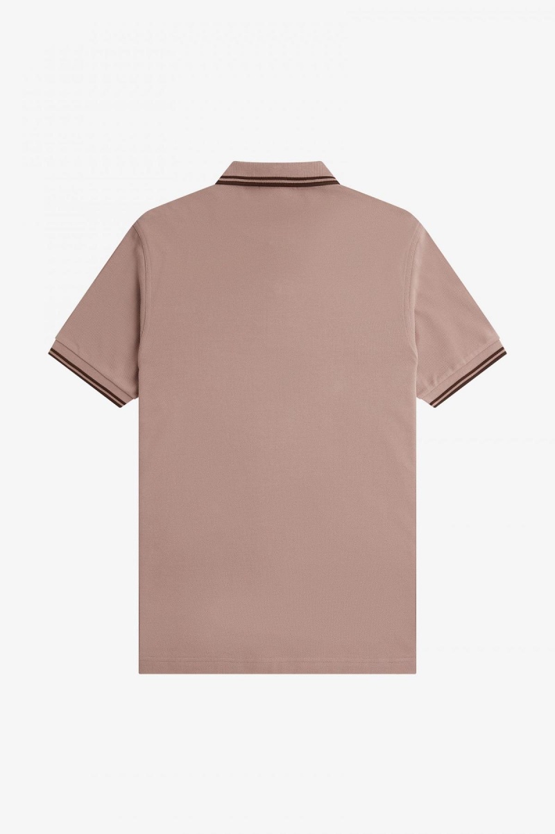 Dark Pink / Burnt Tobacco / Burnt Tobacco Fred Perry M3600 Men's Fred Perry Shirt | ESGHC95634