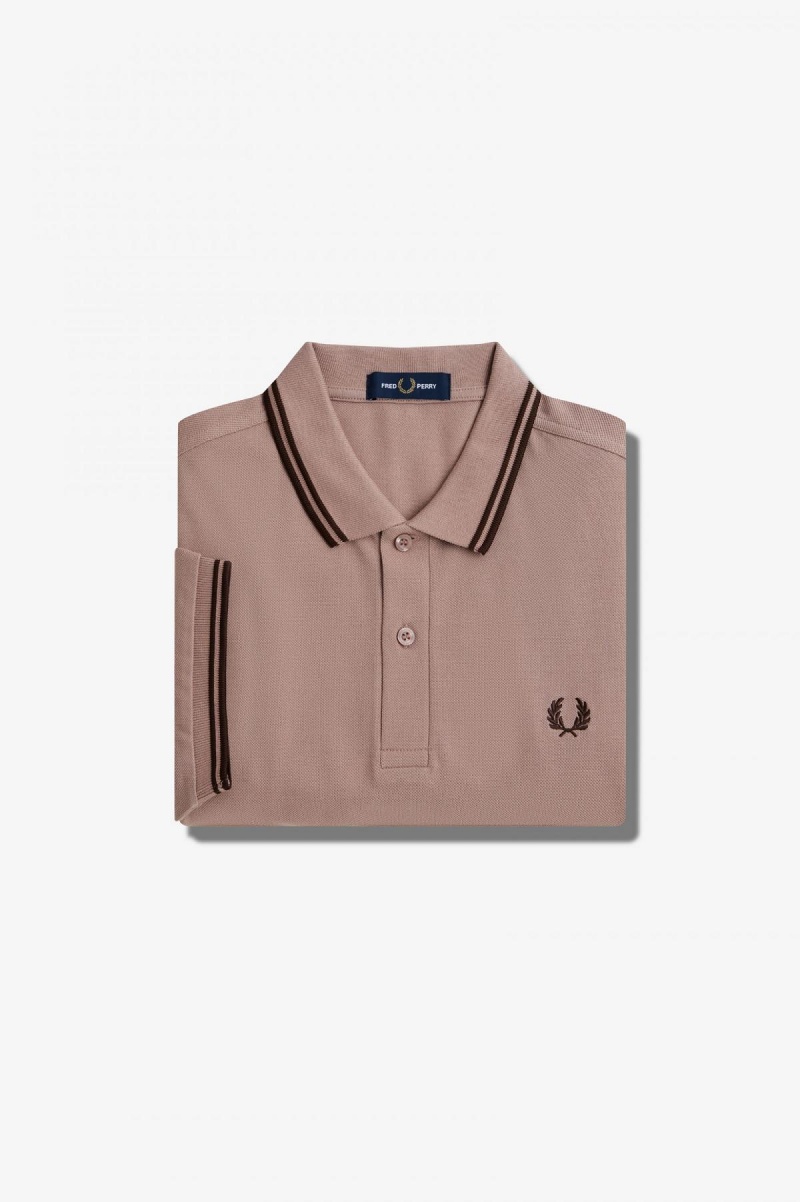 Dark Pink / Burnt Tobacco / Burnt Tobacco Fred Perry M3600 Men\'s Fred Perry Shirt | ESGHC95634