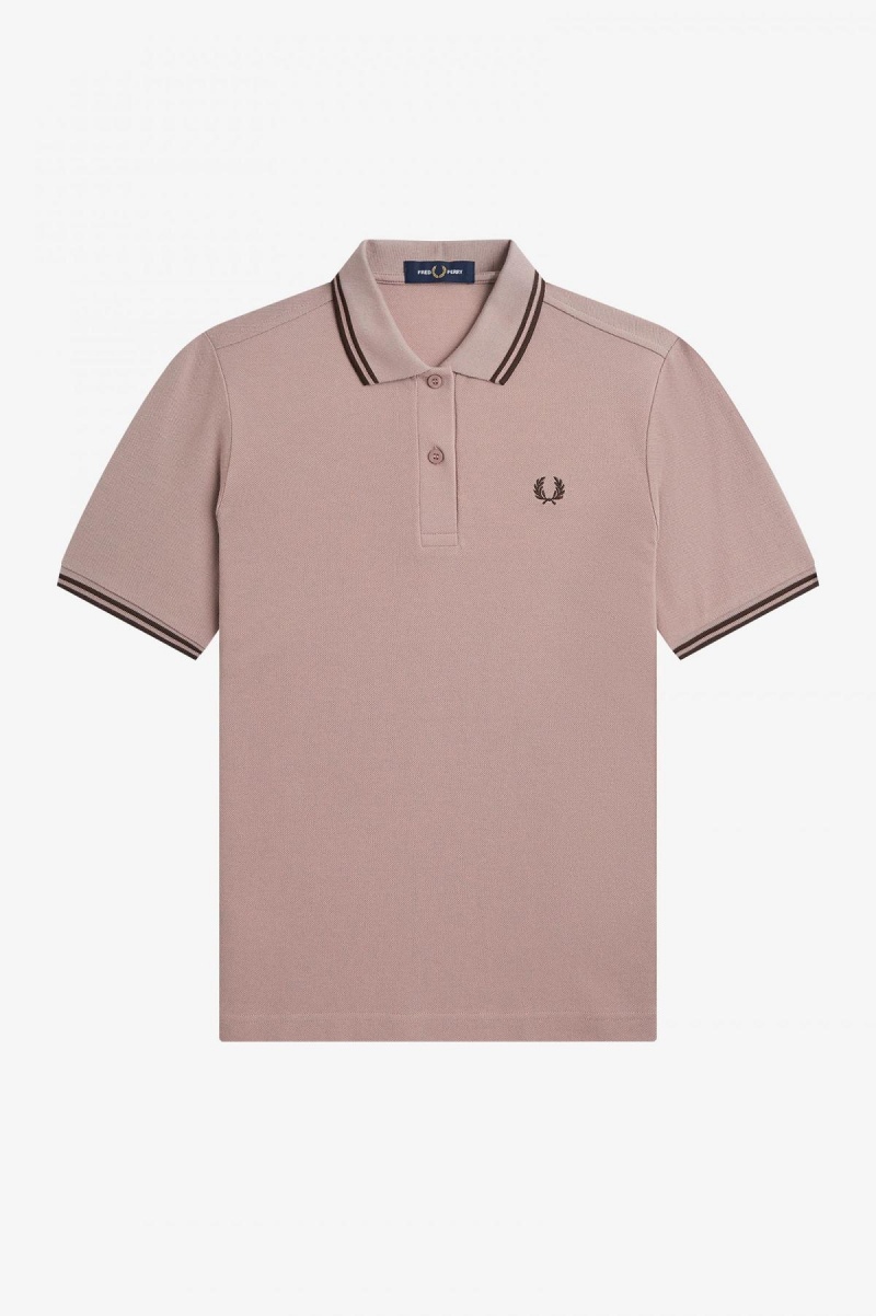 Dark Pink / Burnt Tobacco / Burnt Tobacco Fred Perry G3600 Women's Fred Perry Shirt | TSGWZ95729