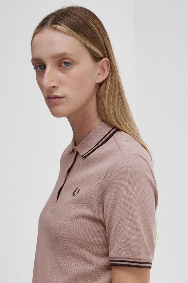 Dark Pink / Burnt Tobacco / Burnt Tobacco Fred Perry G3600 Women's Polo Shirts | SGJVR32530