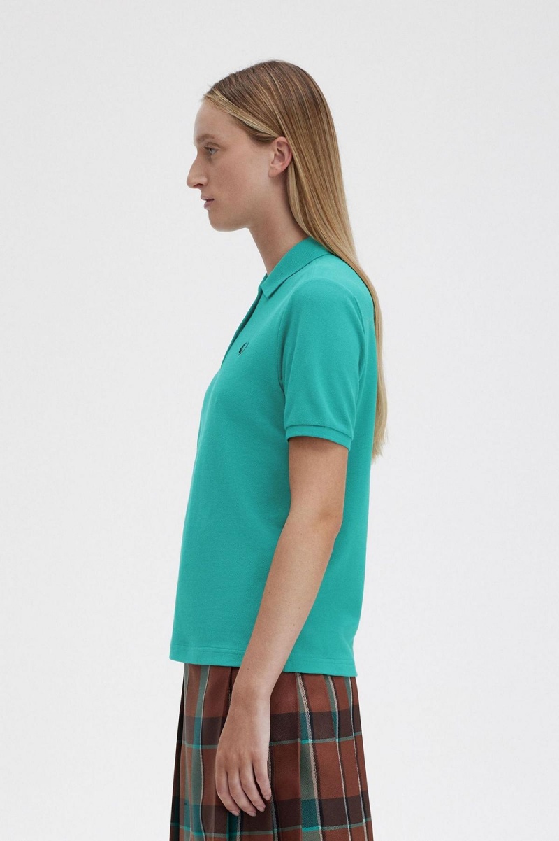 Deep Mint / Black Fred Perry G6000 Women's Polo Shirts | GSGUC36291