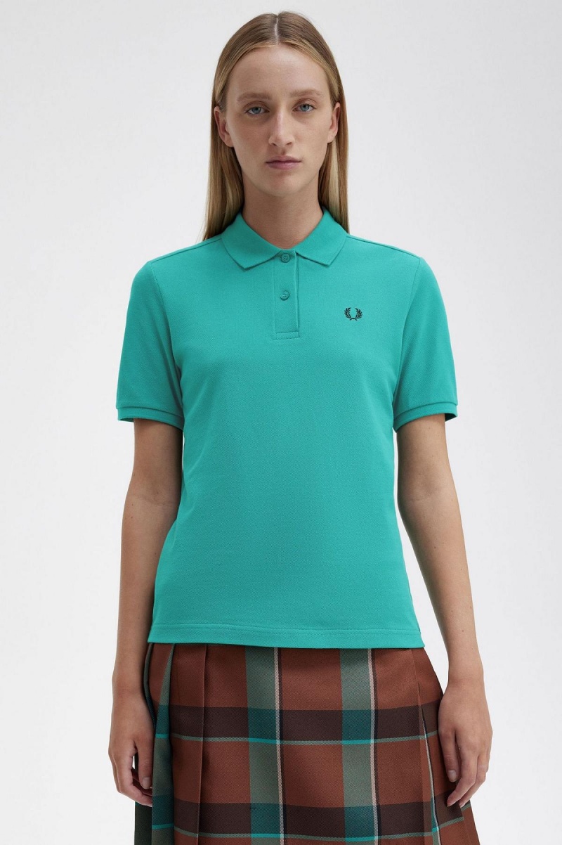 Deep Mint / Black Fred Perry G6000 Women's Polo Shirts | GSGUC36291