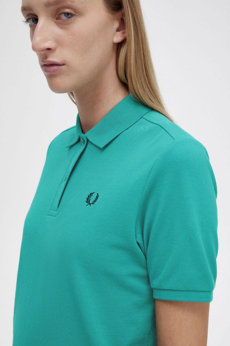 Deep Mint / Black Fred Perry G6000 Women's Polo Shirts | GSGUC36291