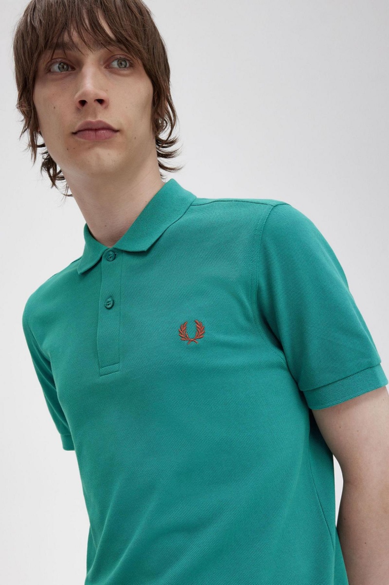 Deep Mint / Whisky Brown Fred Perry M6000 Men's Polo Shirts | FSGUI99508