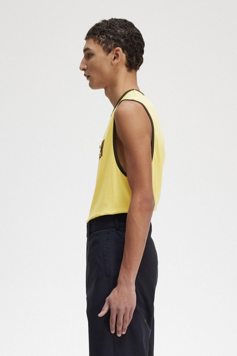 Dirty Lime Fred Perry Printed Vest Men's T Shirts | ESGVG66947