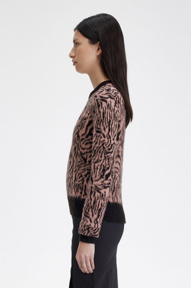 Dusty Rose Pink Fred Perry Zebra Jumper Women's Knitwear | BSGSD97540