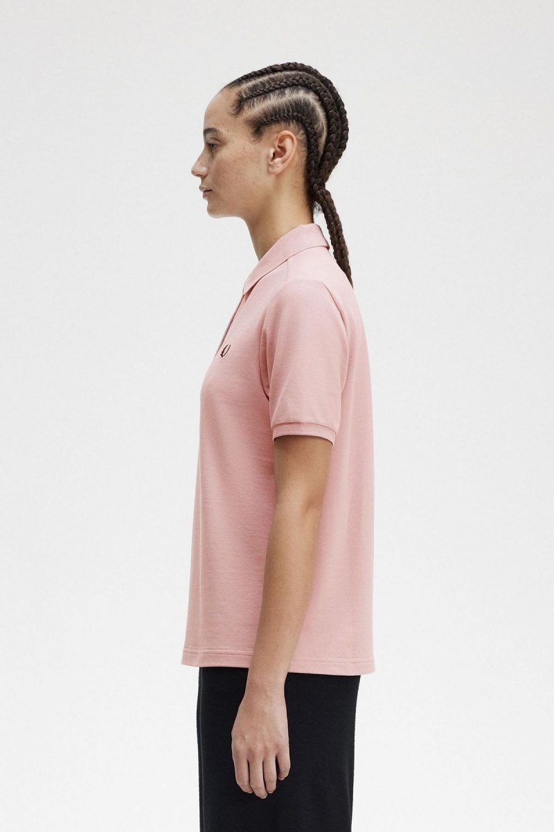 Dusty Rose Pink / Black Fred Perry G6000 Women's Fred Perry Shirt | ZSGNQ31982