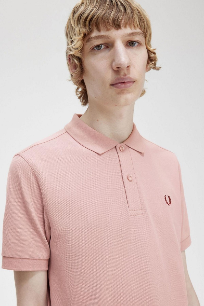 Dusty Rose Pink / Oxblood Fred Perry M6000 Men's Polo Shirts | SGZDE98740