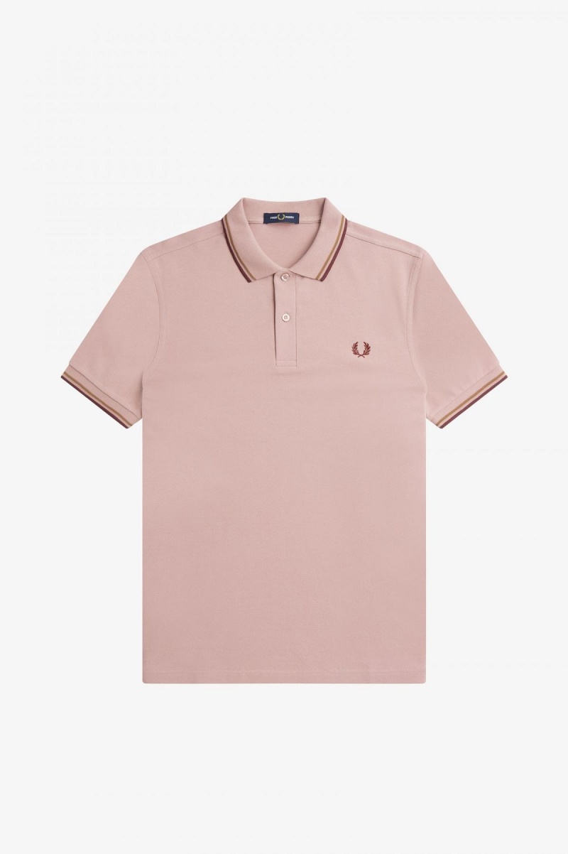 Dusty Rose Pink / Shaded Stone / Oxblood Fred Perry M3600 Men's Fred Perry Shirt | SGJBT62836