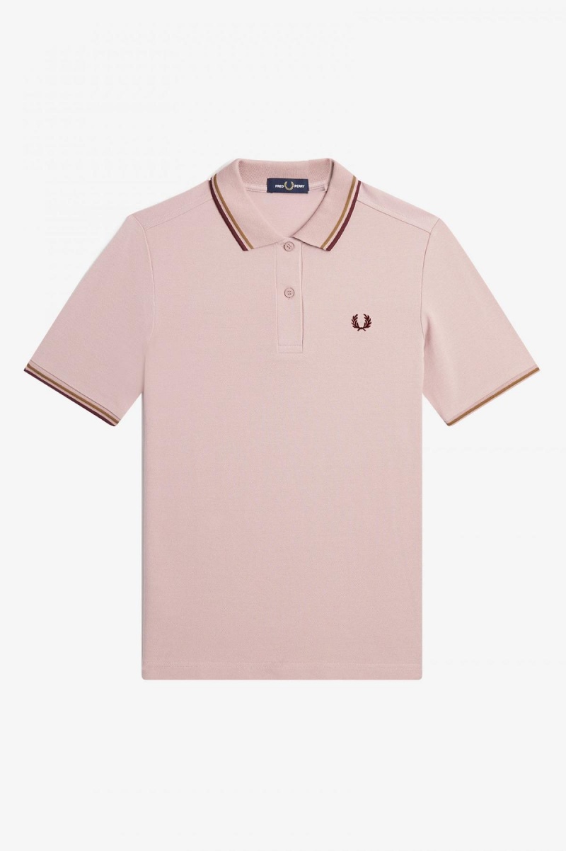 Dusty Rose Pink / Shaded Stone / Oxblood Fred Perry G3600 Women's Fred Perry Shirt | BSGSD51635