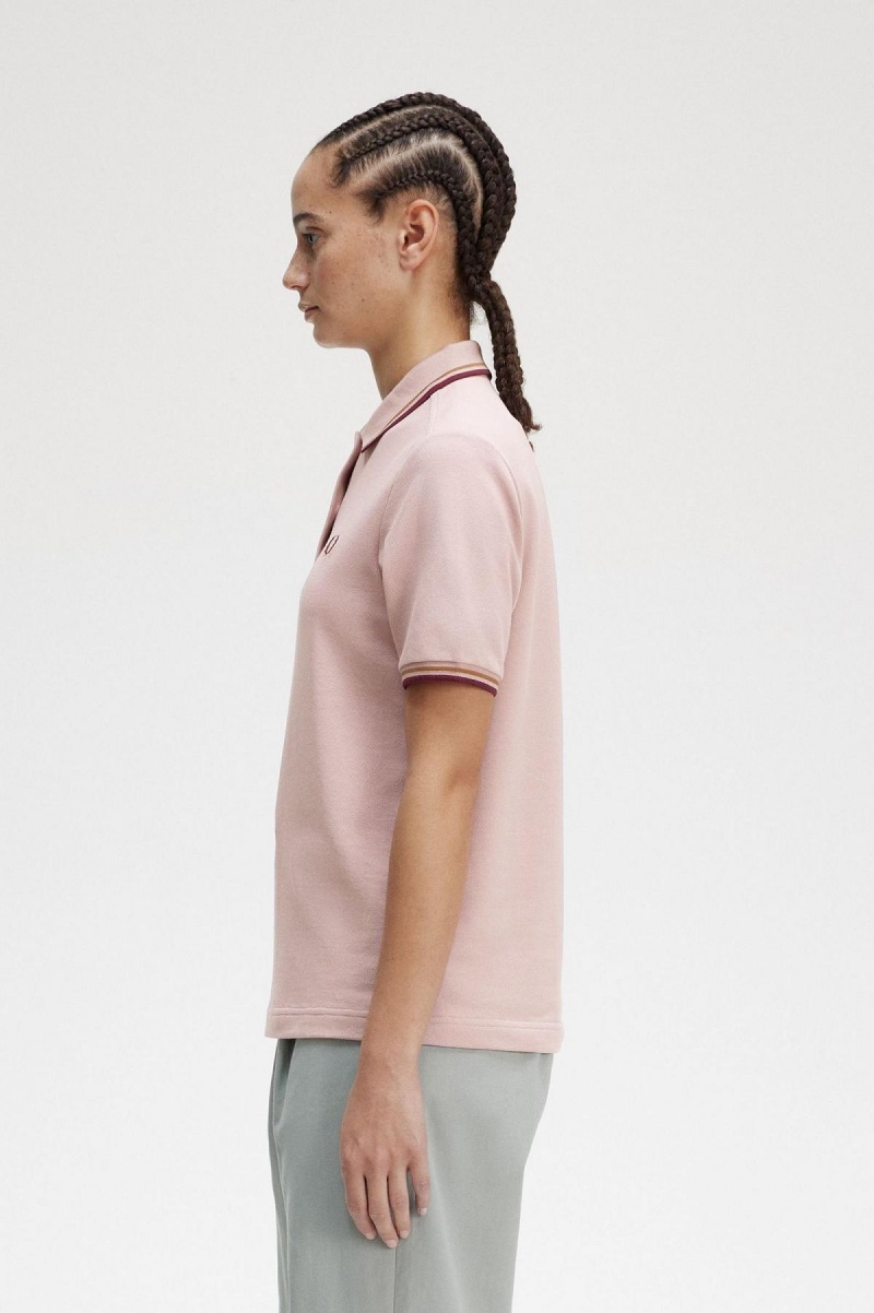 Dusty Rose Pink / Shaded Stone / Oxblood Fred Perry G3600 Women's Fred Perry Shirt | BSGSD51635