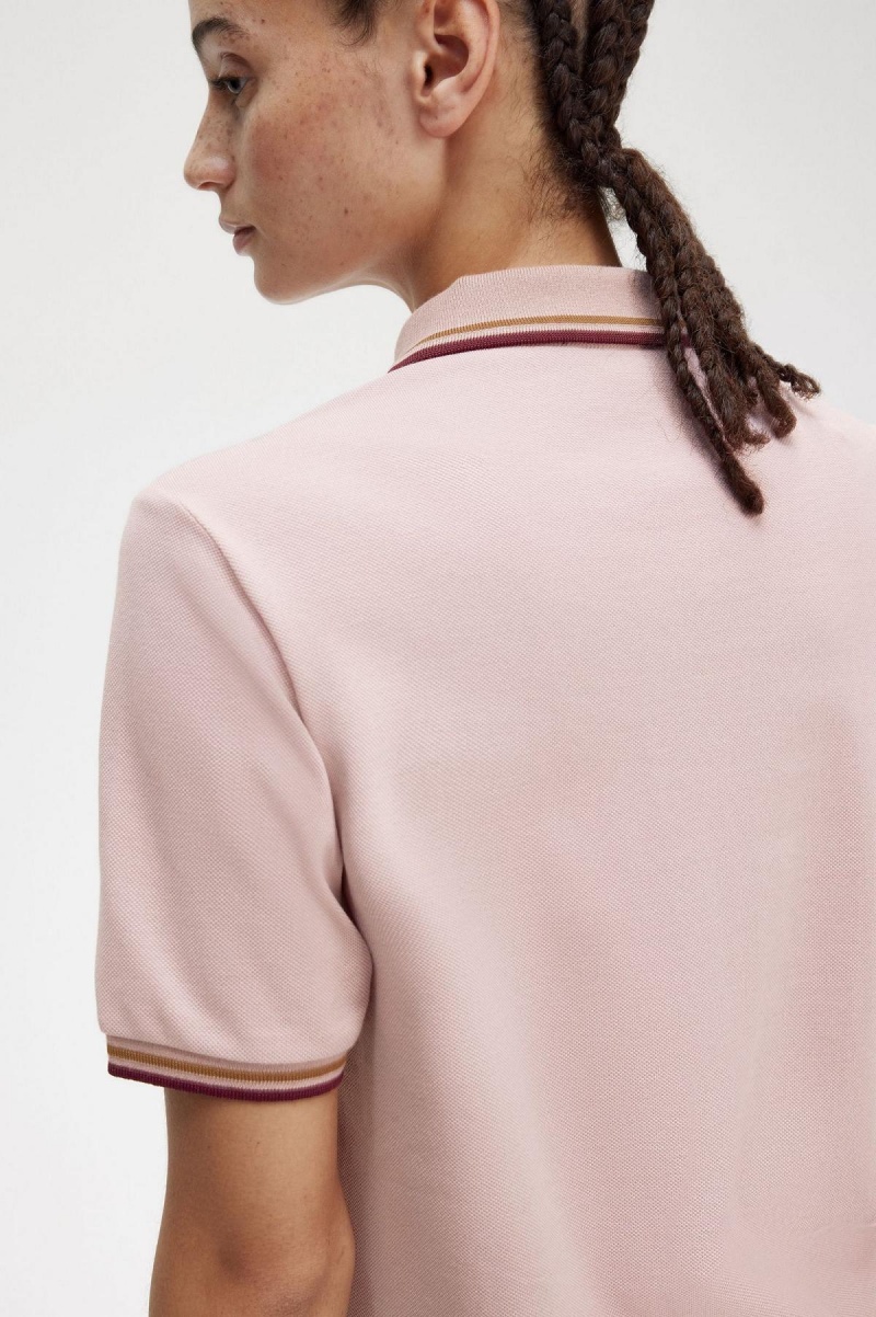 Dusty Rose Pink / Shaded Stone / Oxblood Fred Perry G3600 Women's Polo Shirts | ASGWC94998