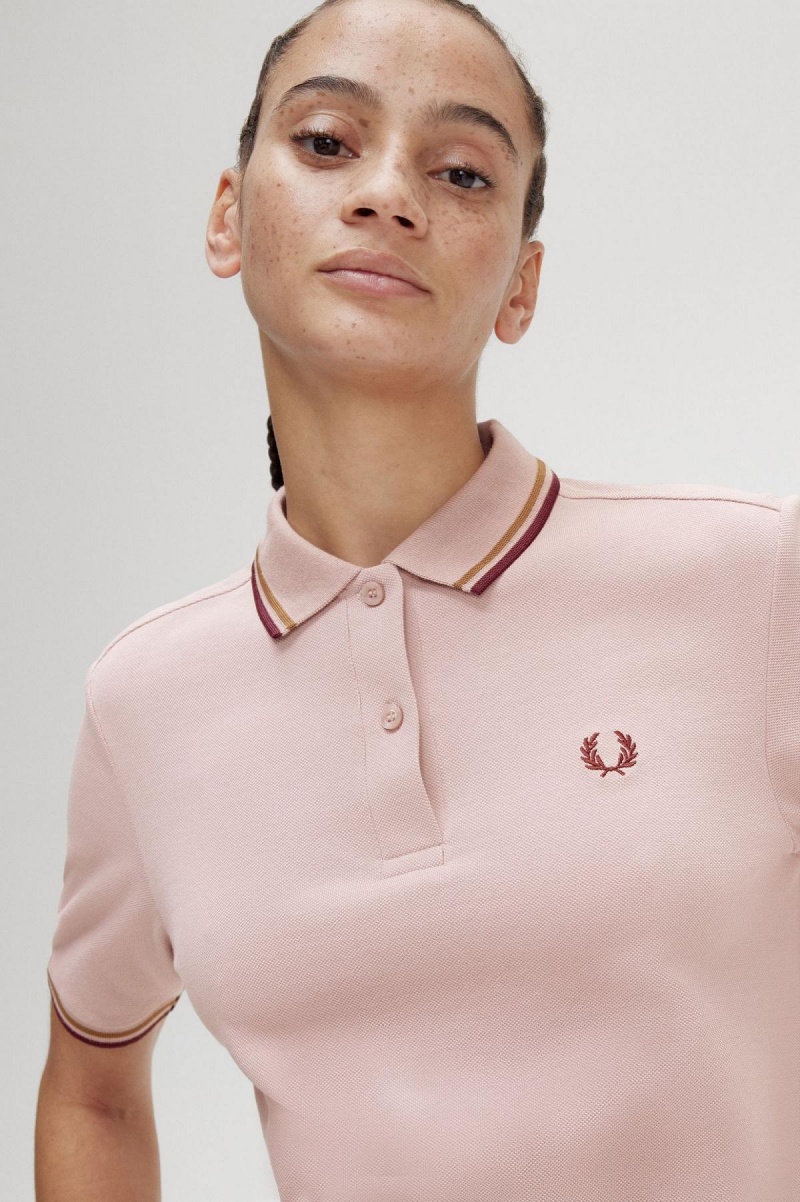 Dusty Rose Pink / Shaded Stone / Oxblood Fred Perry G3600 Women's Polo Shirts | ASGWC94998