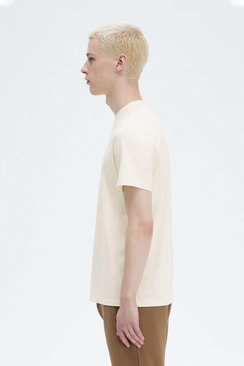 Ecru Fred Perry Embroidered Men's T Shirts | GSGEC12315