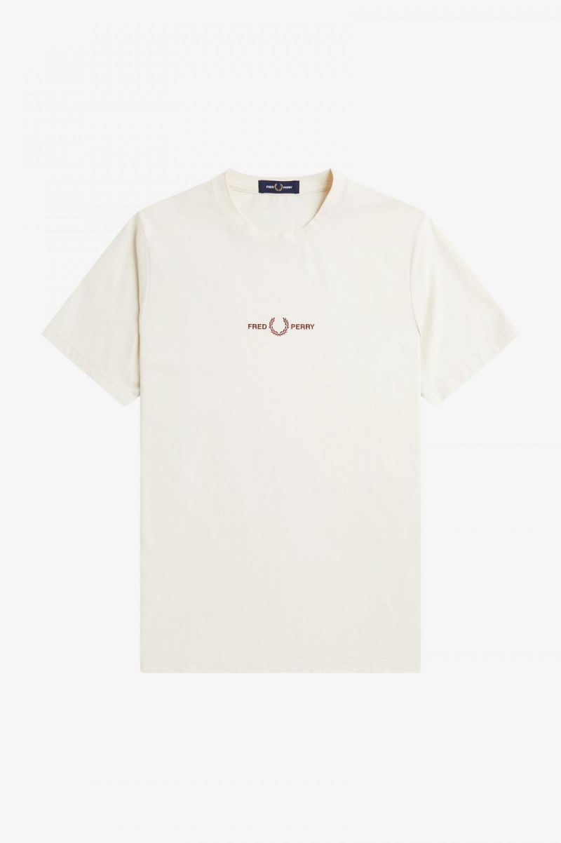 Ecru Fred Perry Embroidered Men's T Shirts | GSGEC12315