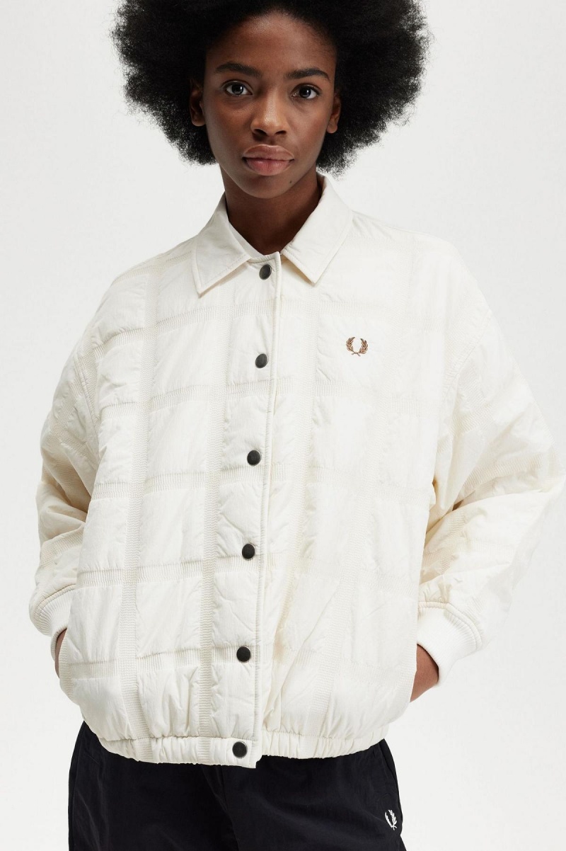 Ecru Fred Perry Quilted Women's Coats | USGTG54268