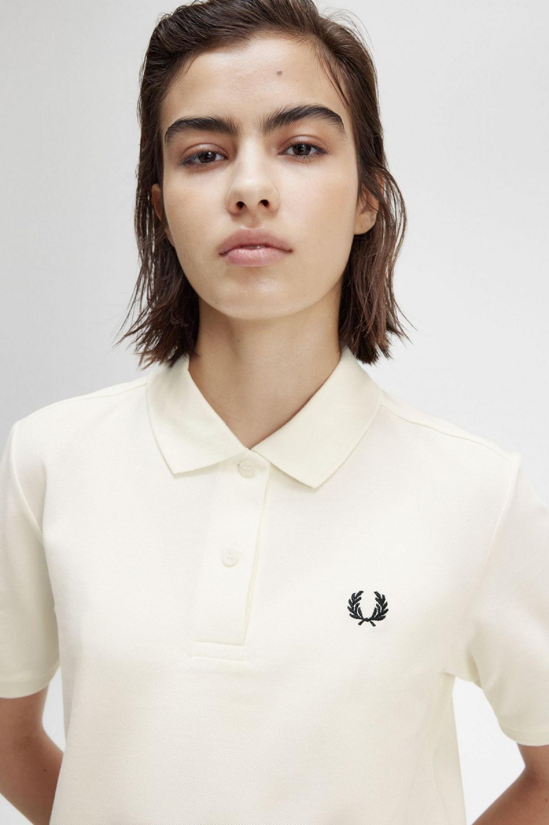 Ecru / Black Fred Perry G6000 Women's Polo Shirts | PSGQX73024