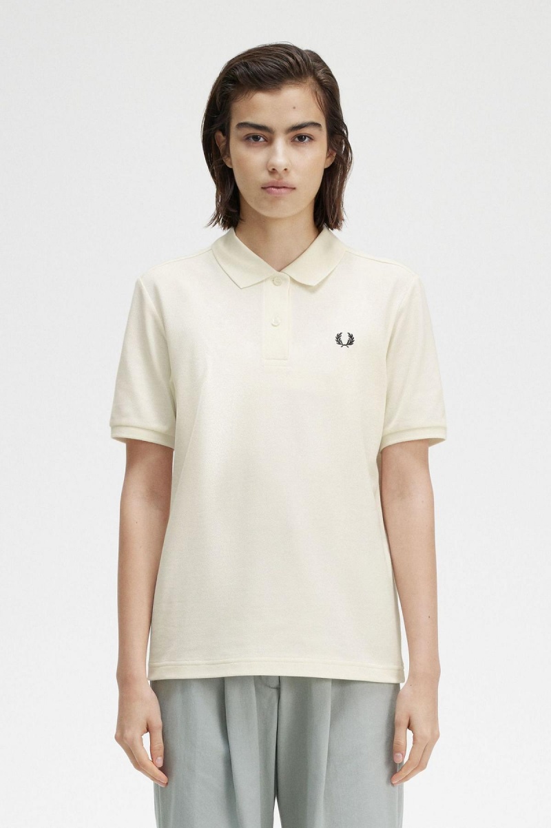 Ecru / Black Fred Perry G6000 Women\'s Polo Shirts | PSGQX73024