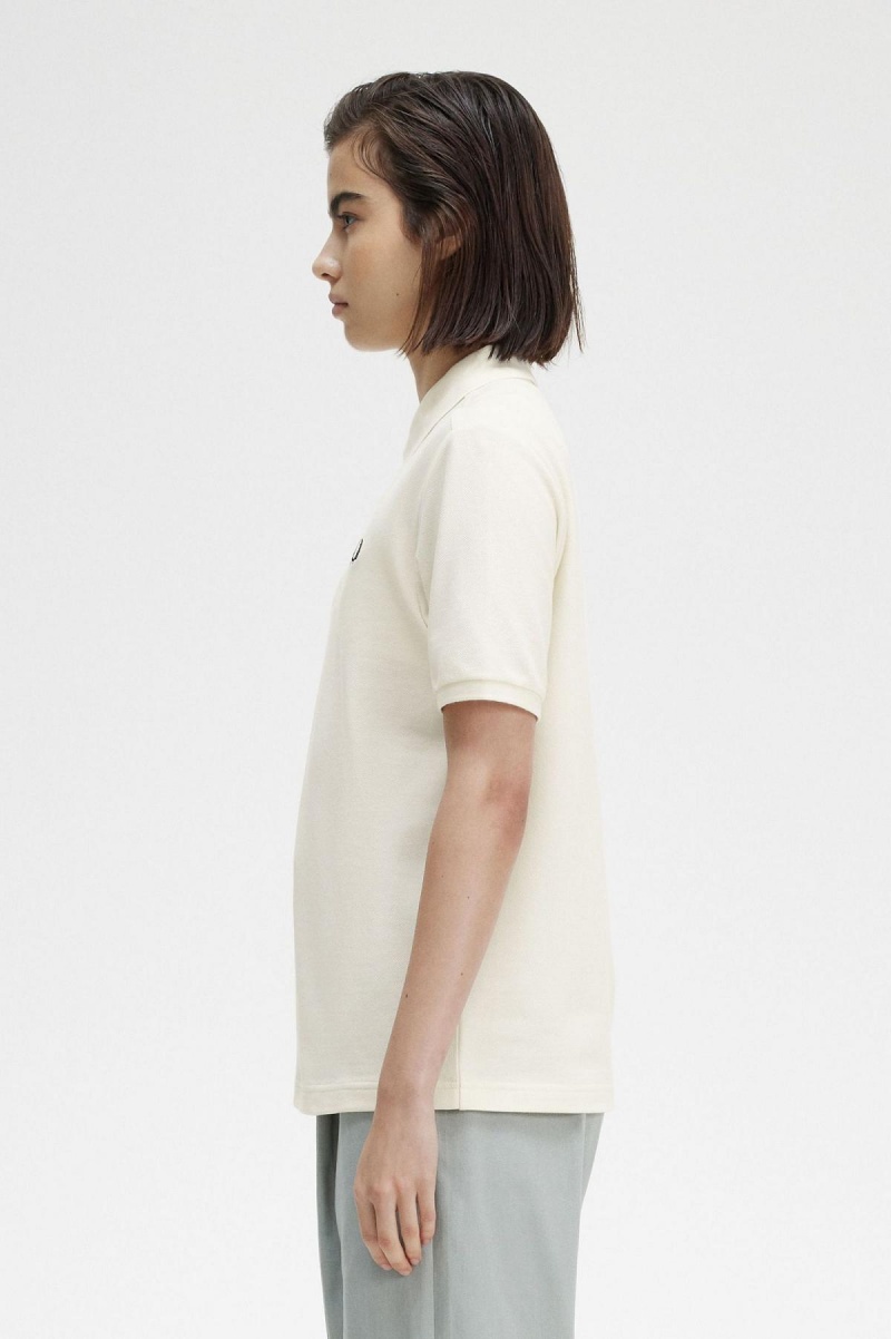 Ecru / Black Fred Perry G6000 Women's T Shirts | SGNZX83628