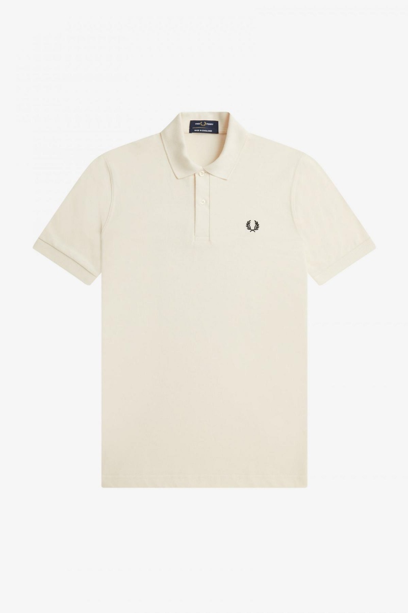 Ecru / Black Fred Perry M3 Men's Fred Perry Shirt | XSGBH29600