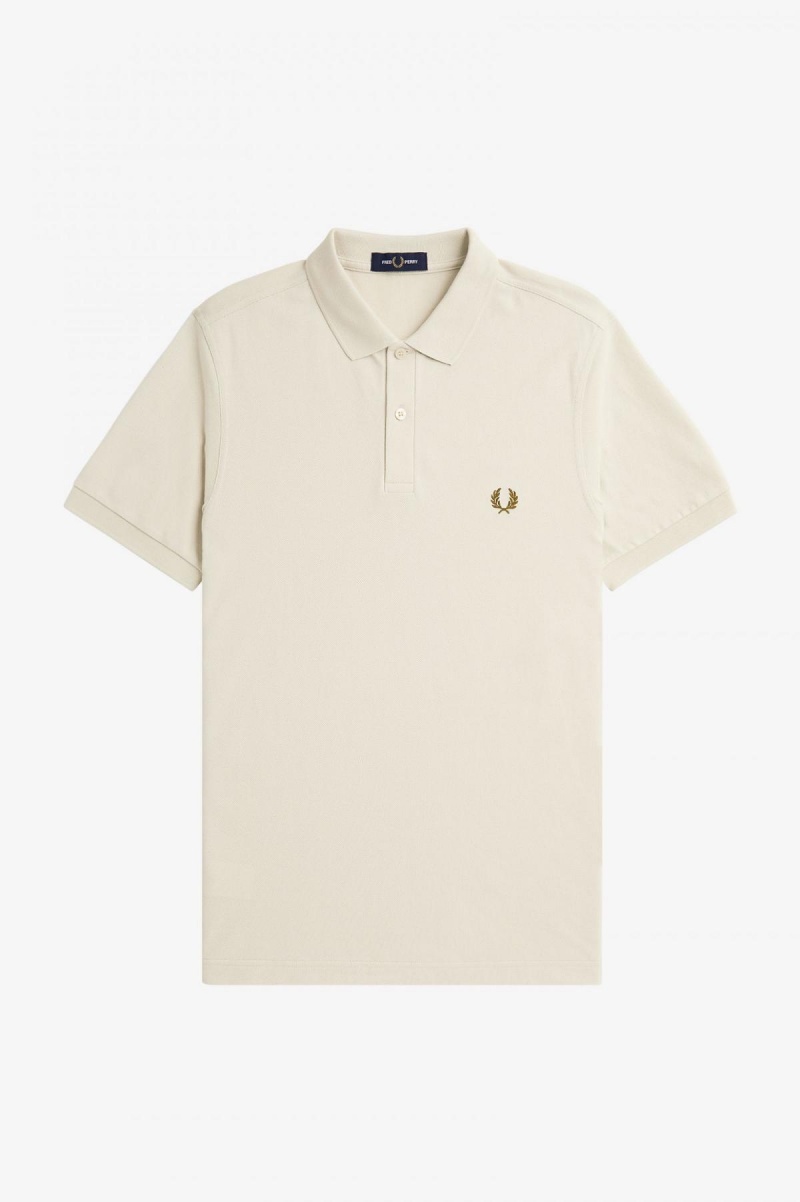 Ecru / Dark Caramel Fred Perry M6000 Men's Fred Perry Shirt | SGJBT78556