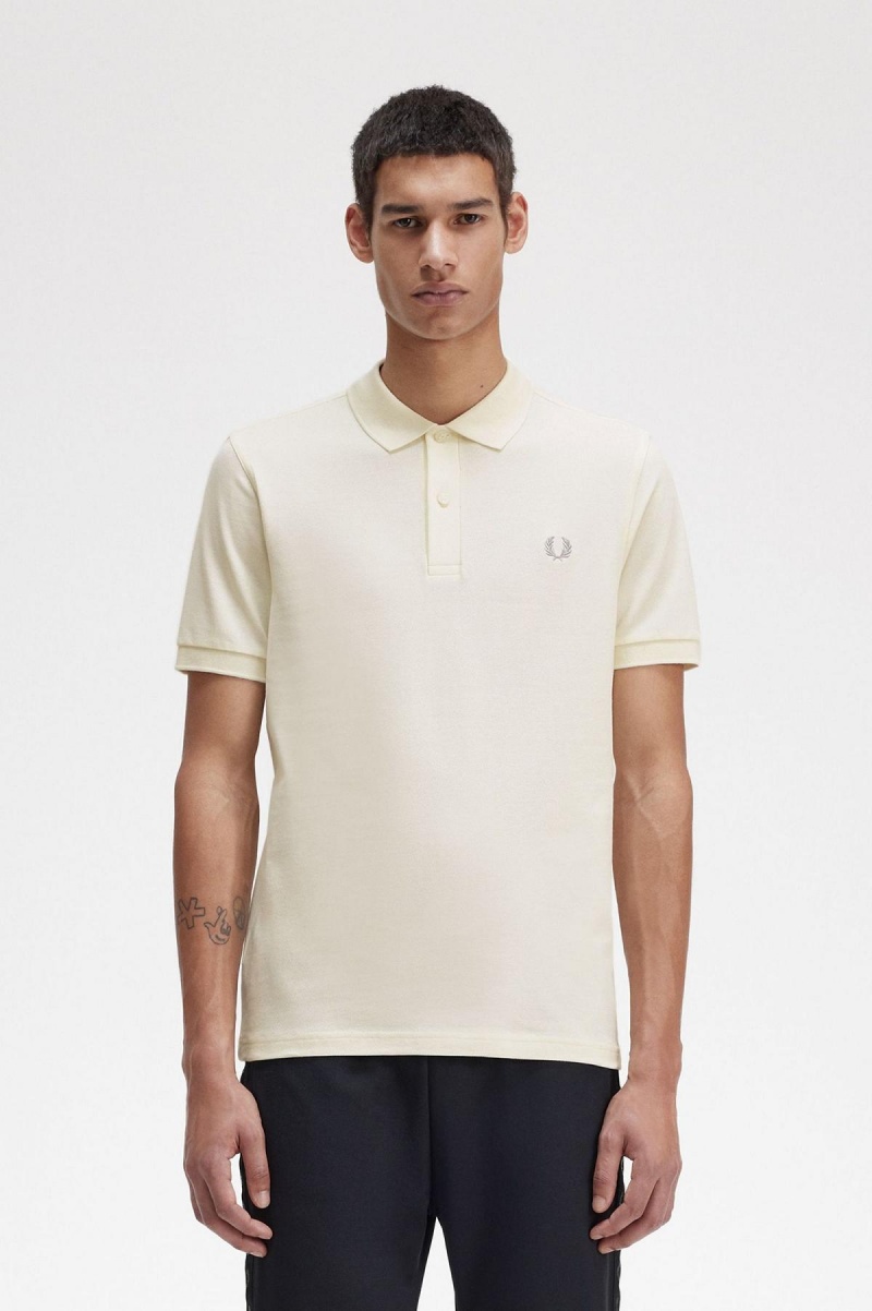 Ecru / Limestone Fred Perry M6000 Men's Fred Perry Shirt | SGJBT63364