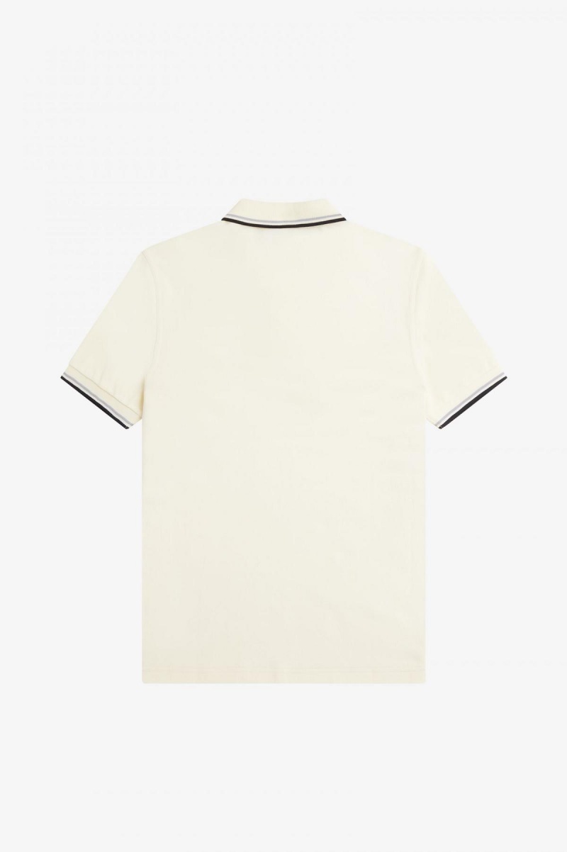 Ecru / Limestone / Black Fred Perry M3600 Men's Fred Perry Shirt | SGXBR35523