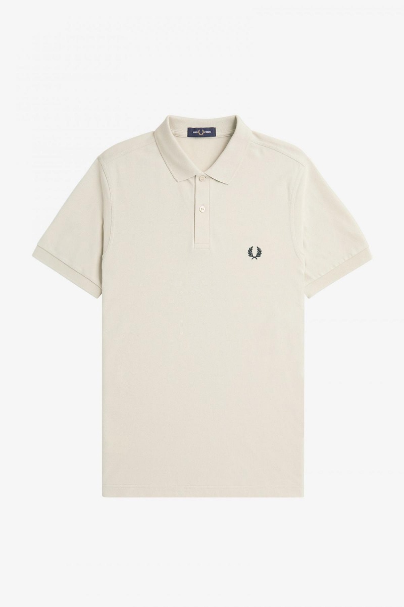 Ecru / Night Green Fred Perry M6000 Men's Polo Shirts | SGXMI10441