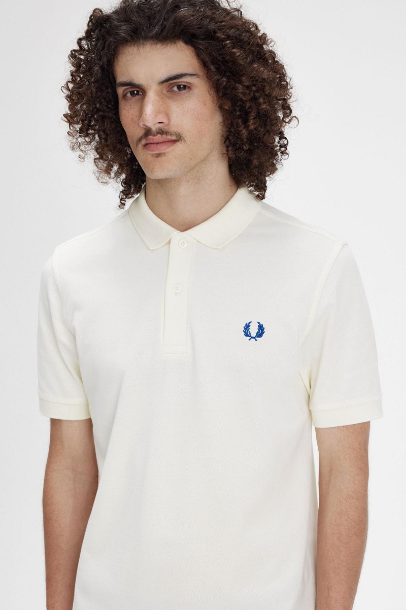 Ecru / Shaded Cobalt Fred Perry M6000 Men's Polo Shirts | ASGDF13250