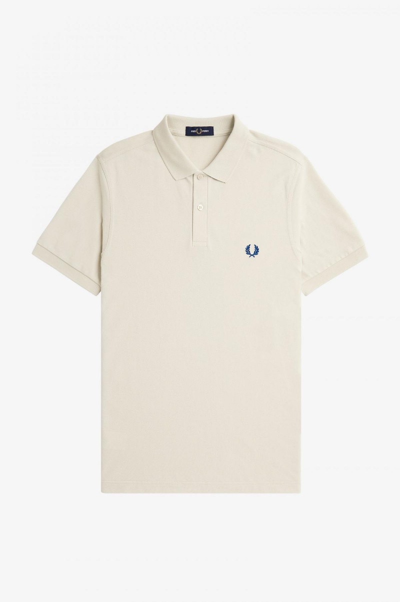 Ecru / Shaded Cobalt Fred Perry M6000 Men's Fred Perry Shirt | SSGNY85997