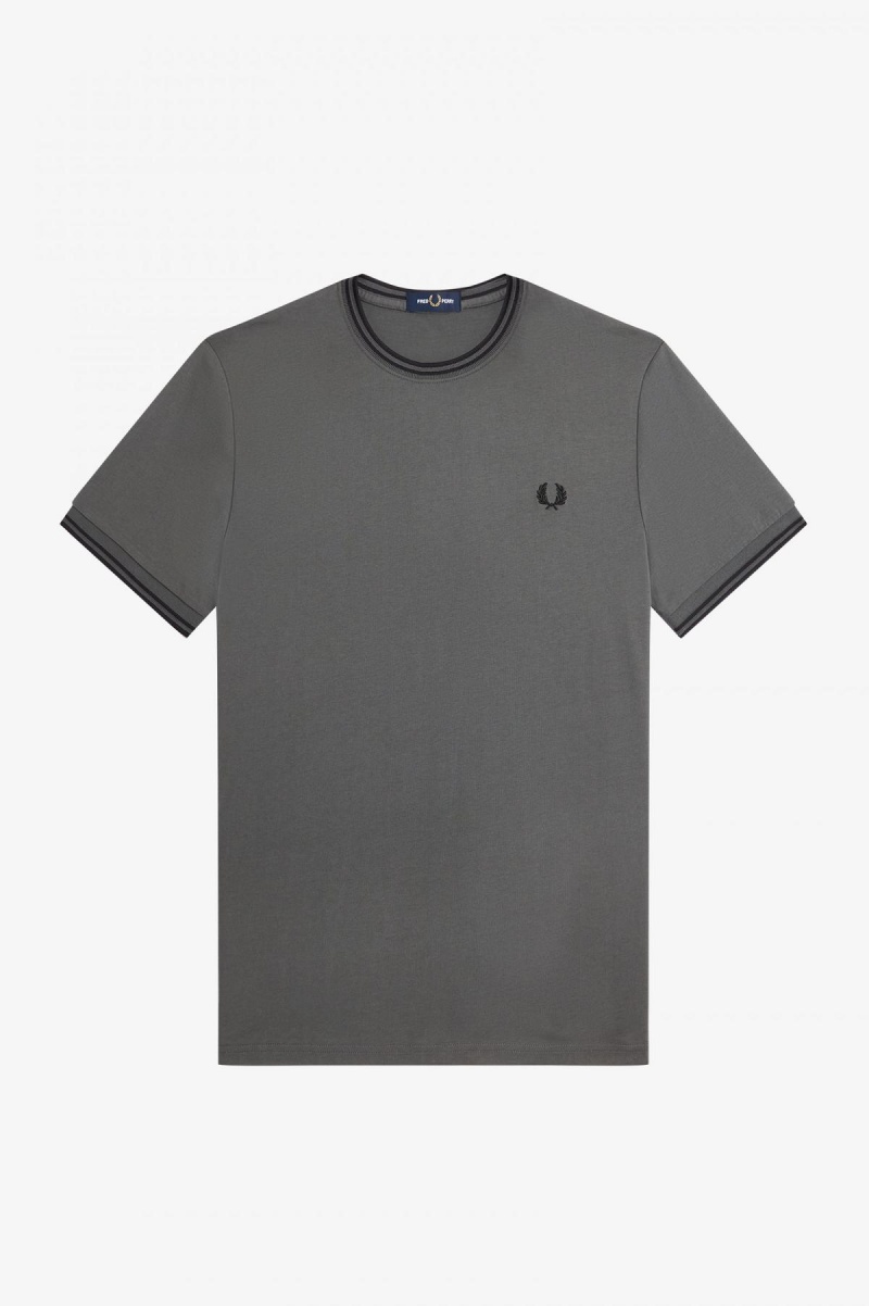 Field Green Fred Perry Twin Tipped Men's T Shirts | XSGBH22687