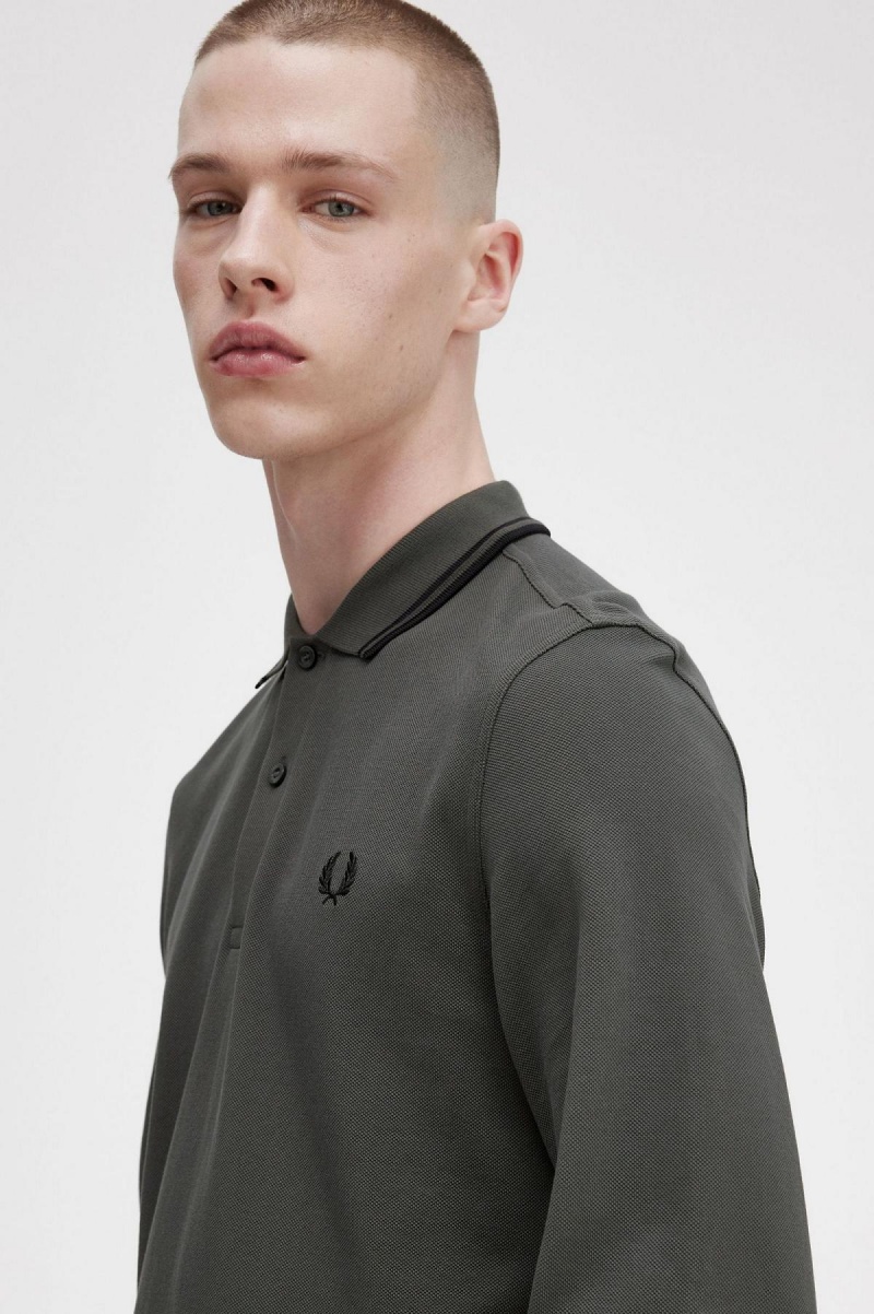 Field Green / Black / Black Fred Perry M3636 Men's Polo Shirts | USGND13326