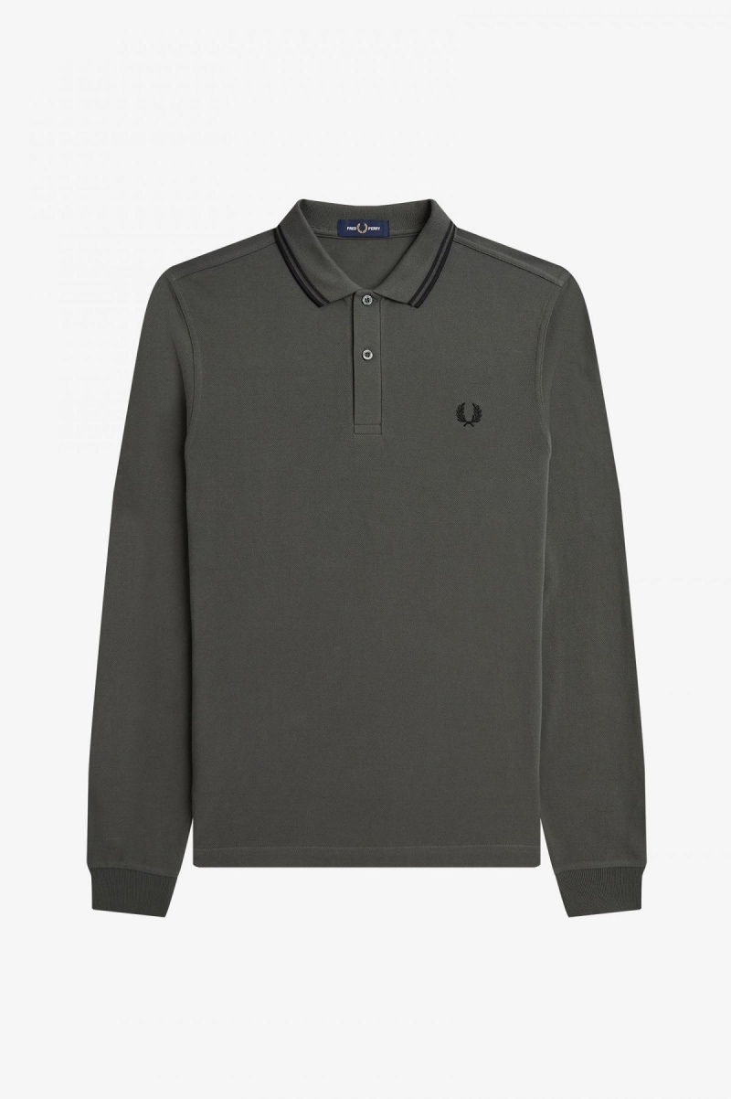 Field Green / Black / Black Fred Perry M3636 Men's Fred Perry Shirt | DSGVO17702