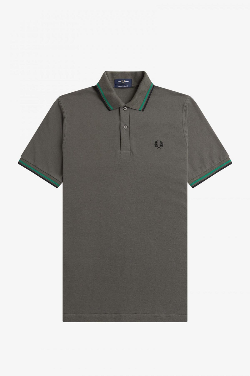 Field Green / Fred Perry Green / Black Fred Perry M12 Men's Fred Perry Shirt | SGJKU66064