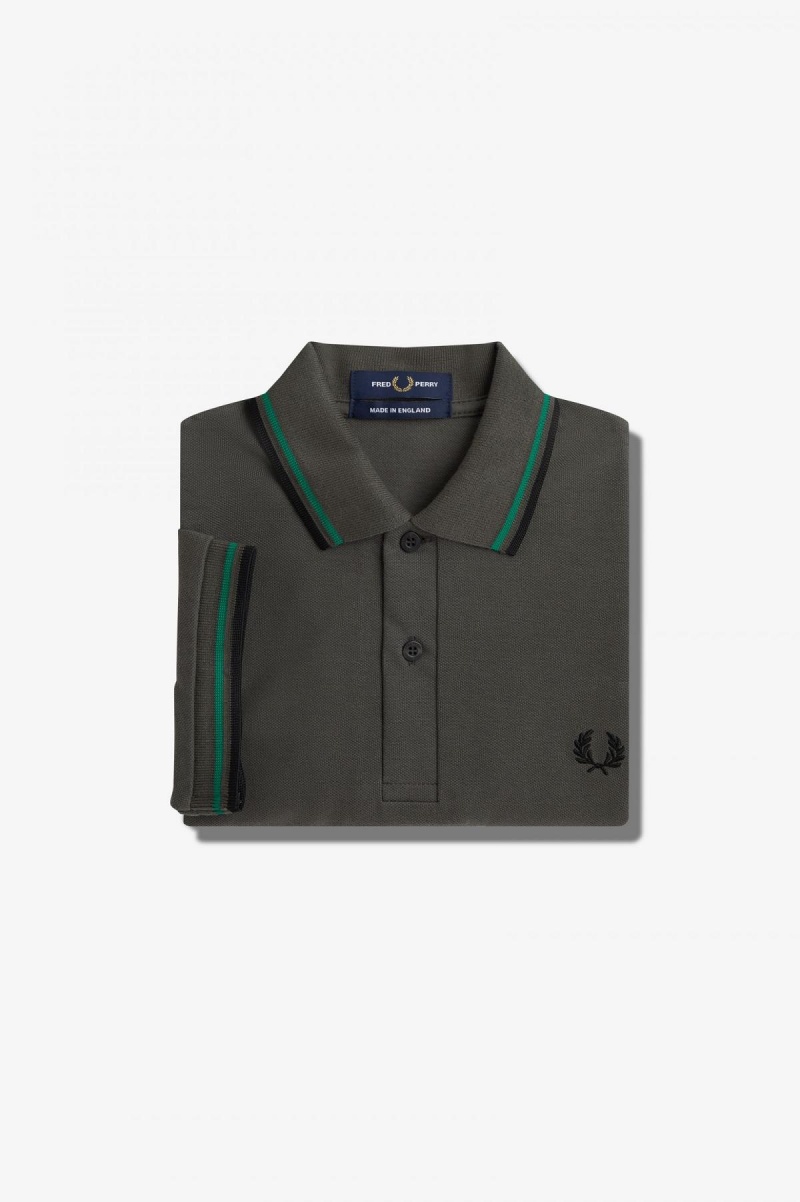 Field Green / Fred Perry Green / Black Fred Perry M12 Men\'s Fred Perry Shirt | SGJKU66064