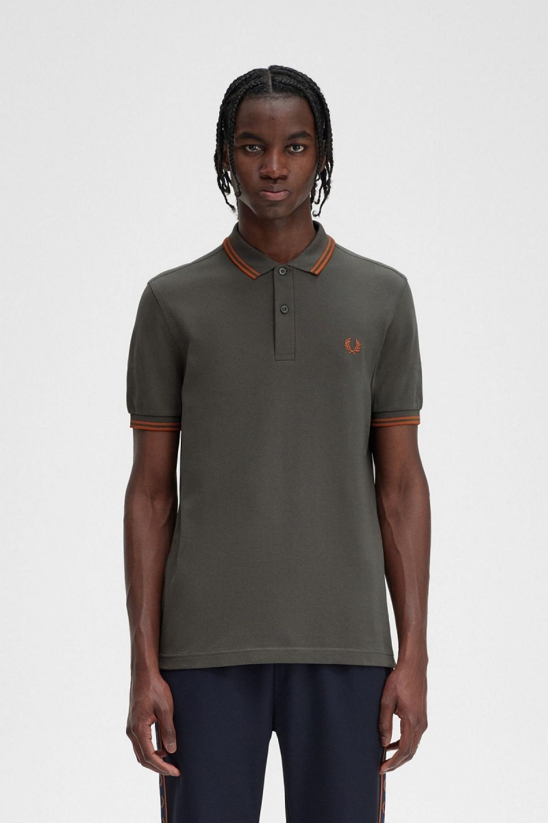 Field Green / Nut Flake / Nut Flake Fred Perry M3600 Men's Fred Perry Shirt | ASGDF55260