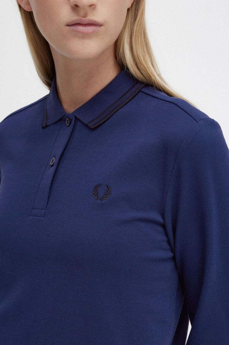 French Navy / Black / Black Fred Perry G3636 Women's Polo Shirts | SGICD97678