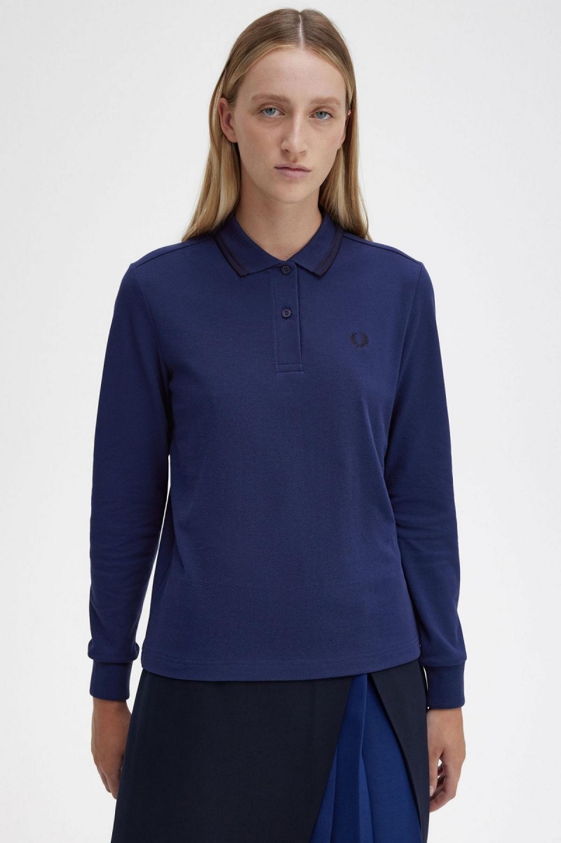 French Navy / Black / Black Fred Perry G3636 Women's Polo Shirts | SGICD97678