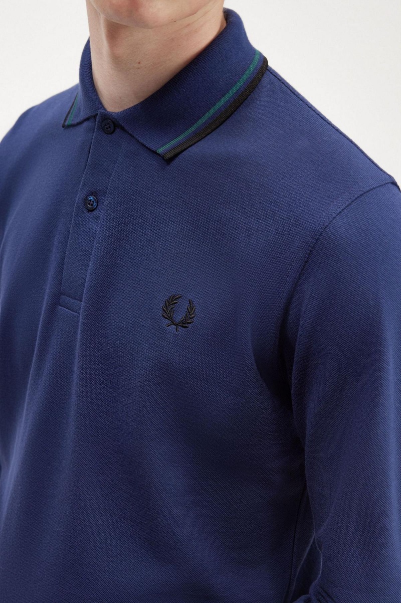 French Navy / Petrol Blue / Black Fred Perry M1212 Men's Polo Shirts | SGDYB39999