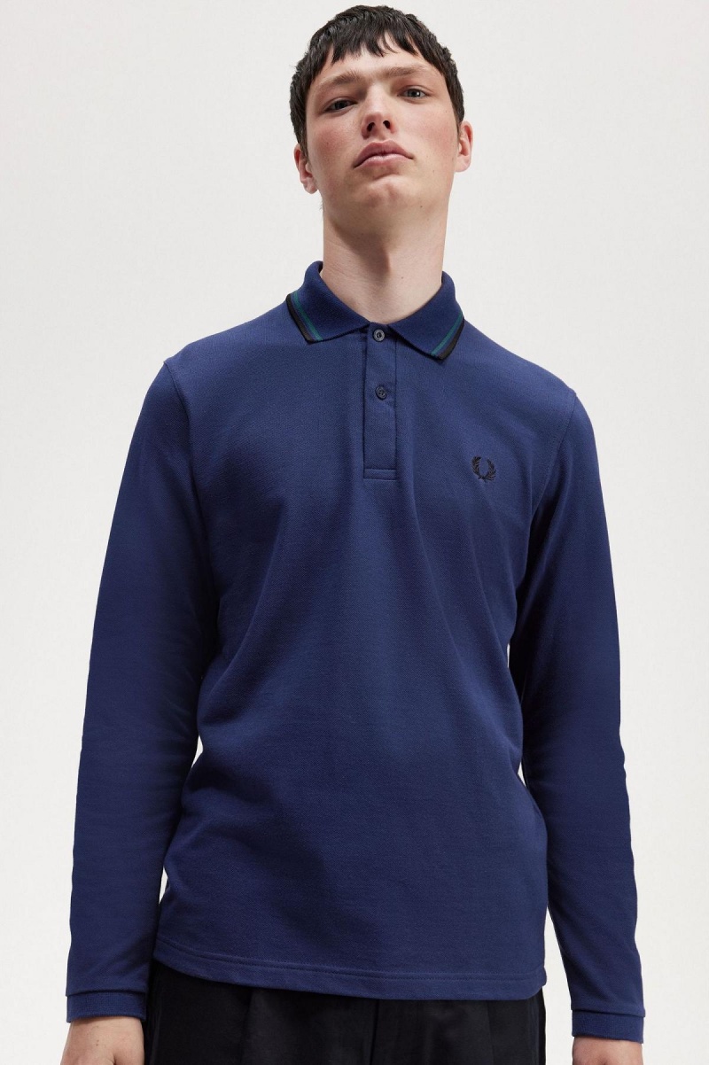 French Navy / Petrol Blue / Black Fred Perry M1212 Men's Polo Shirts | SGDYB39999