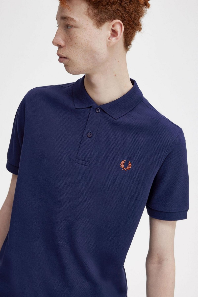 French Navy / Whisky Brown Fred Perry M6000 Men's Polo Shirts | ASGDF96189