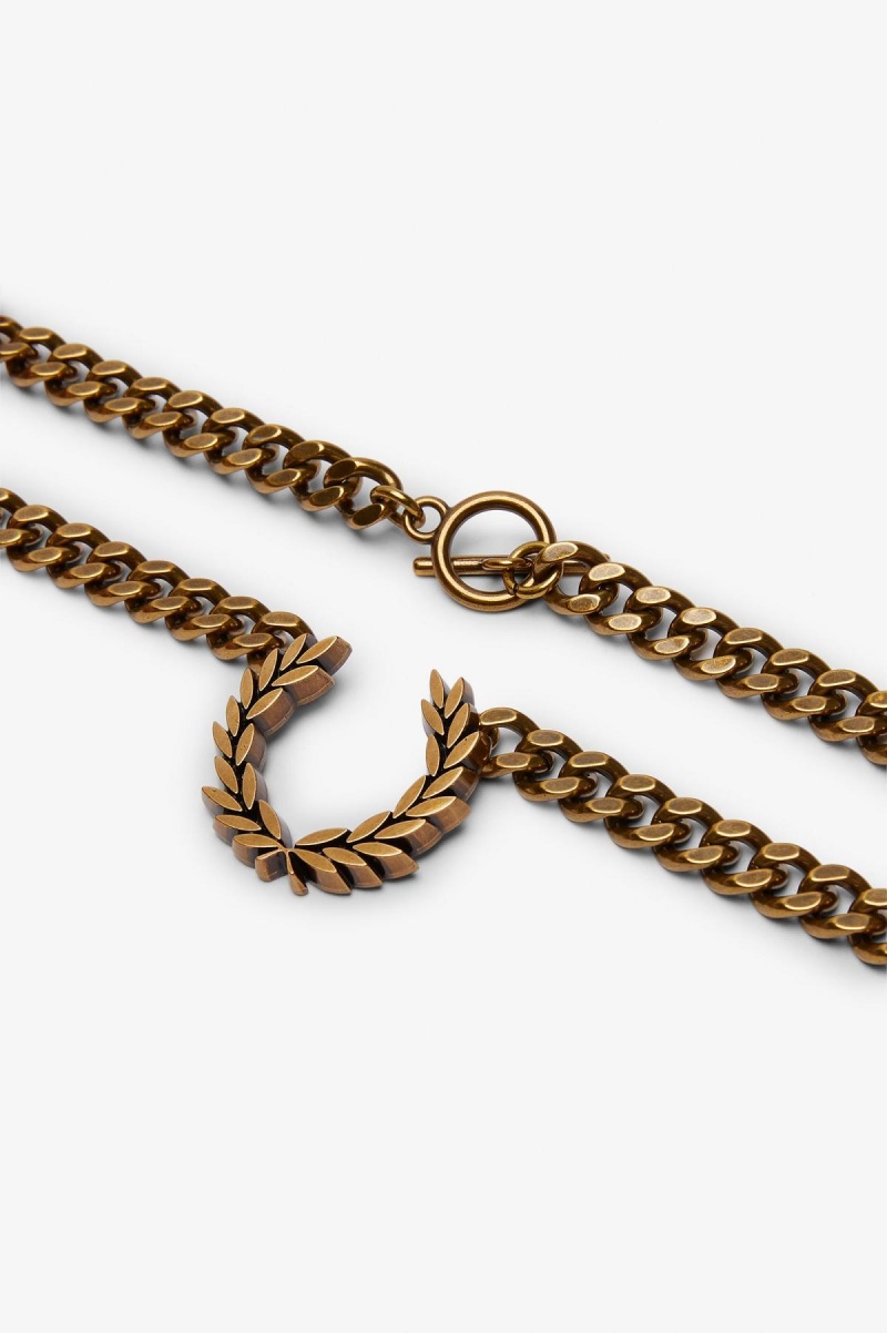 Gold Fred Perry Chunky Laurel Wreath Necklace Accessories Jewellery | PSGQX87578