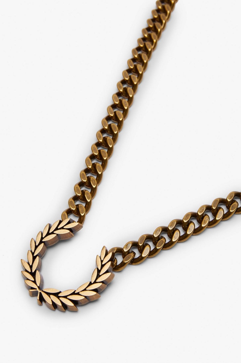 Gold Fred Perry Chunky Laurel Wreath Necklace Accessories Jewellery | PSGQX87578