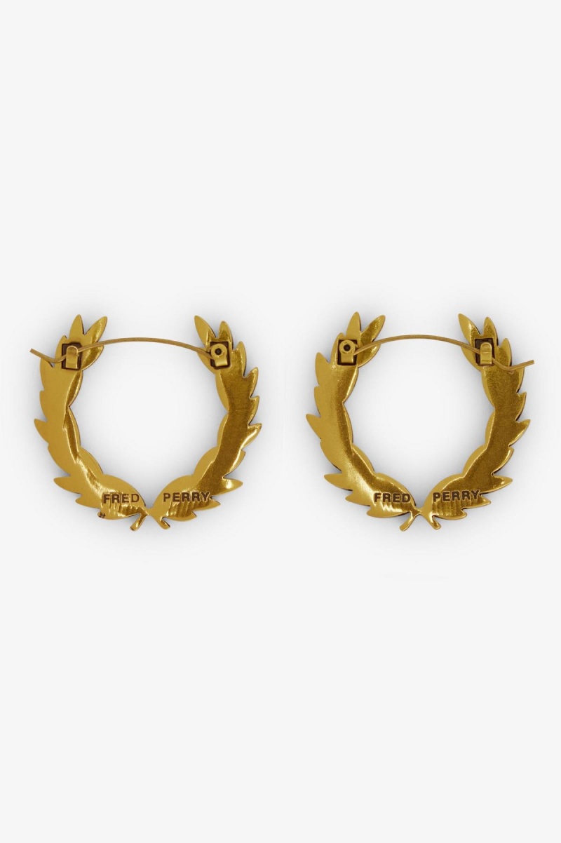 Gold Fred Perry Laurel Wreath Earrings Accessories Jewellery | SGJVR85617