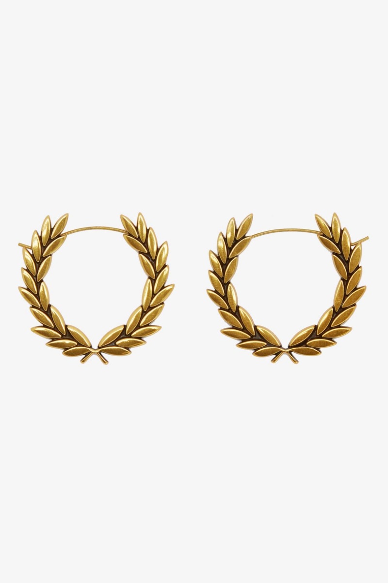 Gold Fred Perry Laurel Wreath Earrings Accessories Jewellery | SGJVR85617