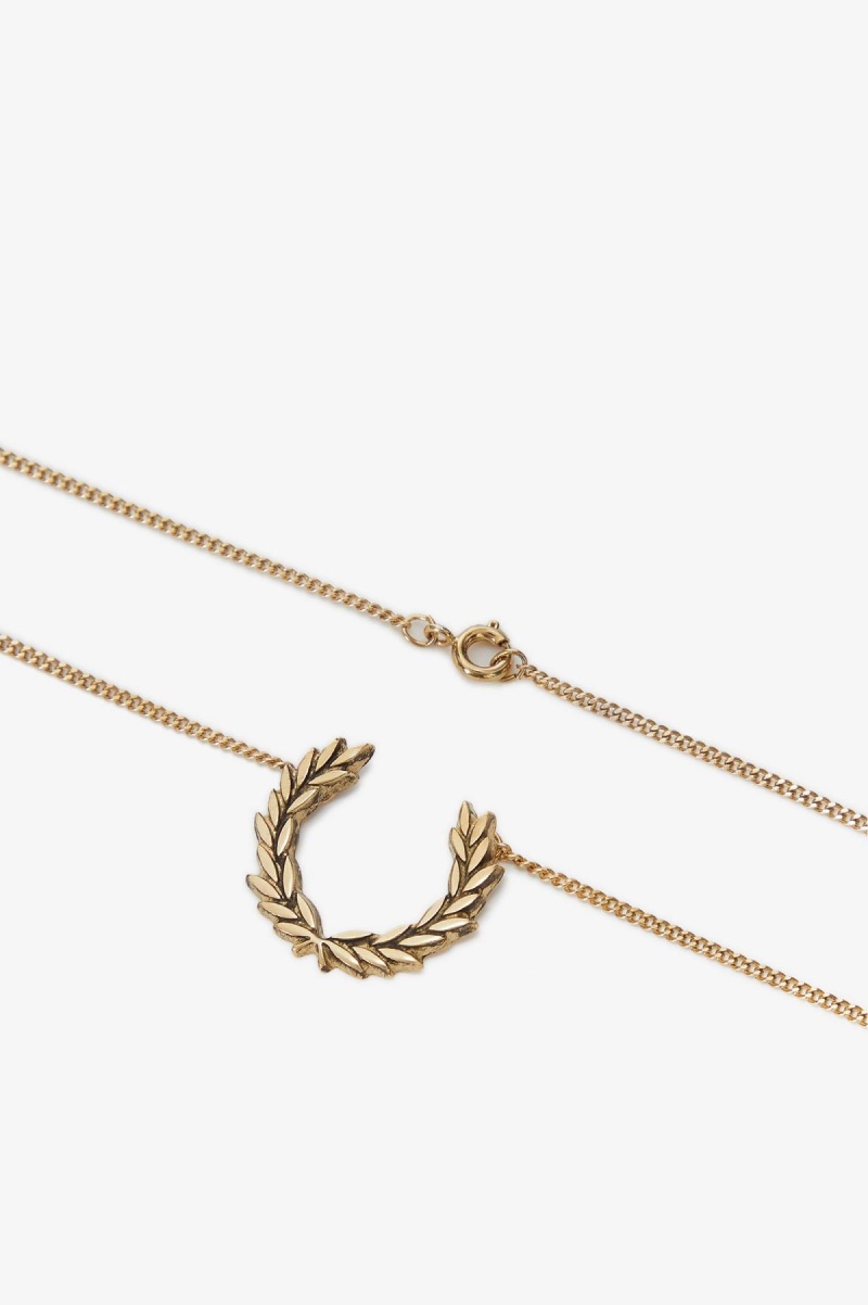 Gold Fred Perry Laurel Wreath Necklace Accessories Jewellery | SGJKU17421