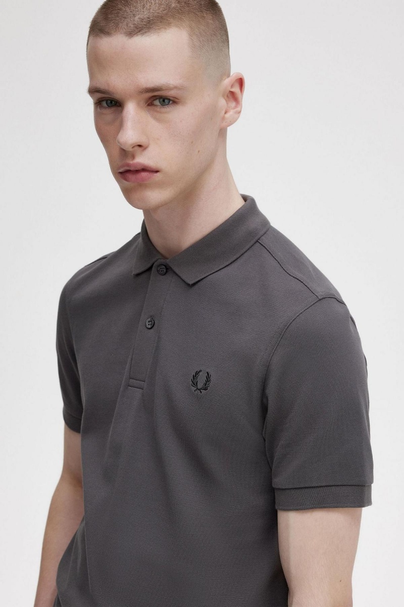 Gunmetal / Black Fred Perry M6000 Men's Polo Shirts | SGJKU18147